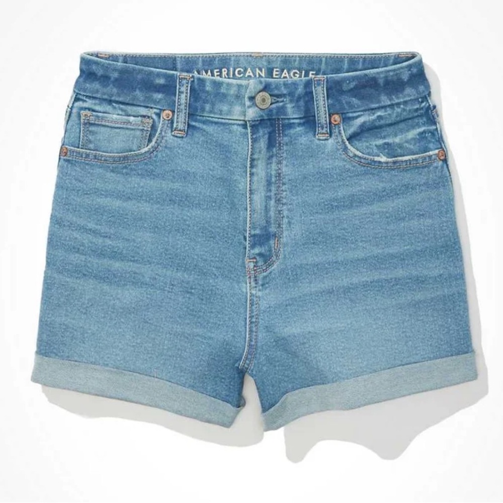 American Eagle Curvy Mom Denim Blue Women's Shorts